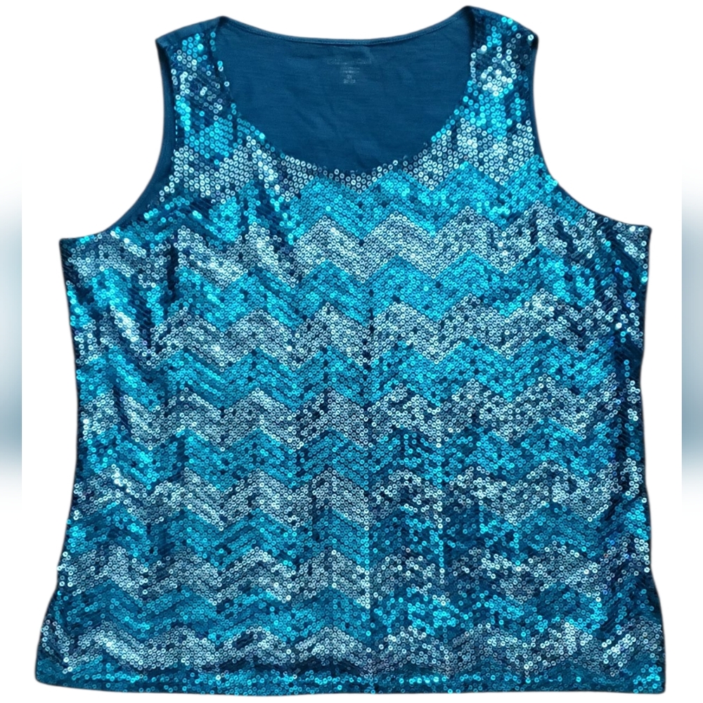 Coldwater Creek Womens Sleeveless Sequin Top Size 2X